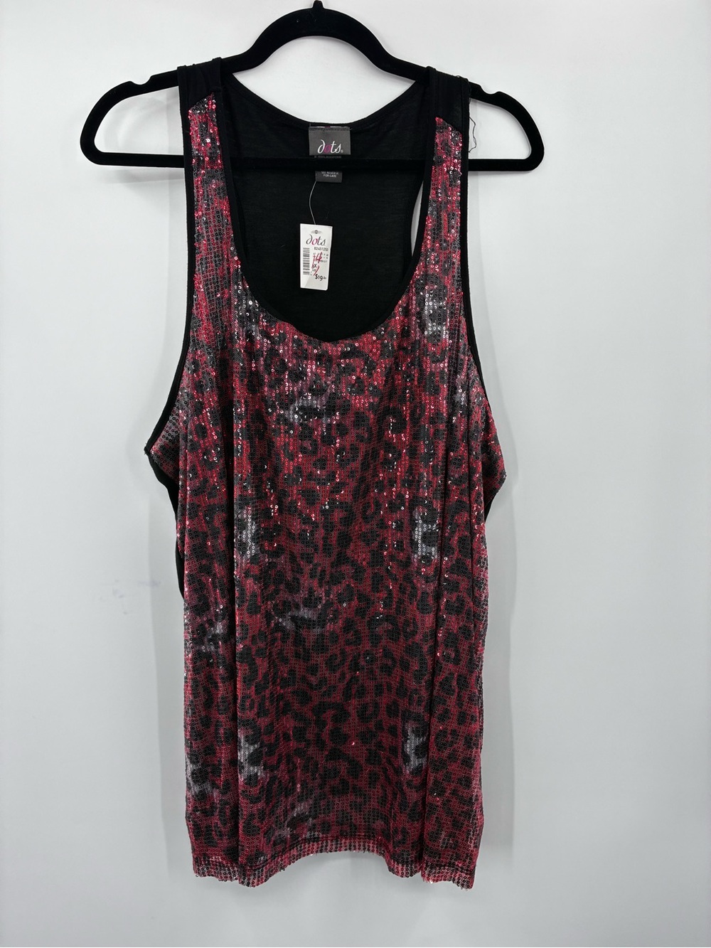 Dots Red Leopard Sequin Tank Top size 3X NWR